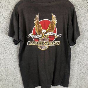 Vintage 70's HARLEY-DAVIDSON T Shirt Size Medium Ride Hard Die Free Motor Cycles